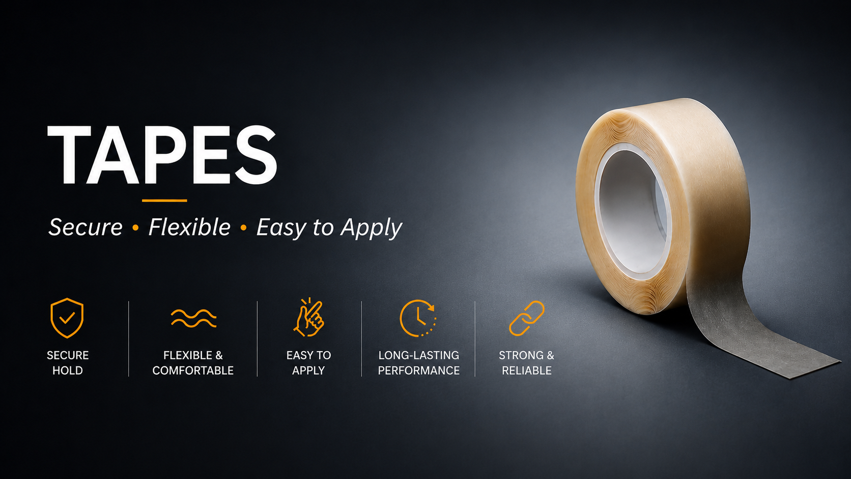 Roll of hair system tape showcasing secure, flexible, and easy-to-apply adhesive used for attaching men’s hair systems – Hair Systems Direct.