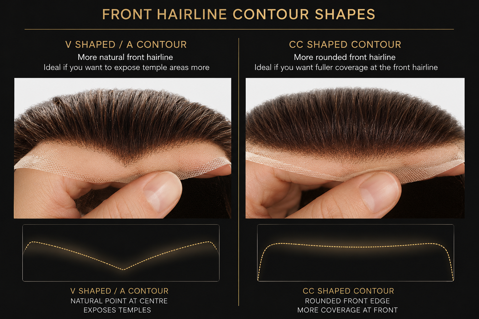 HOLLYWOOD : Lace Hair System for Men With PU Perimeter and 1/2" Lace Front (100% Density)