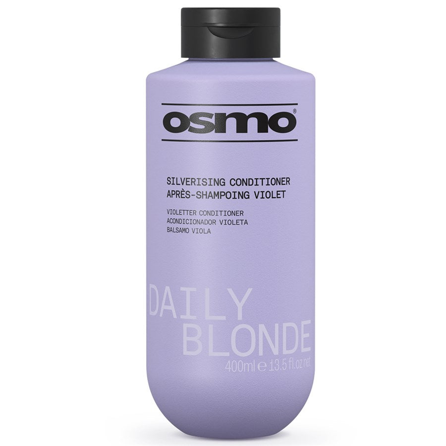 Osmo Daily Blonde Silverising Conditioner bottle on a white background for mens hair systems and mens hairpieces, mens toupee and mens wigs