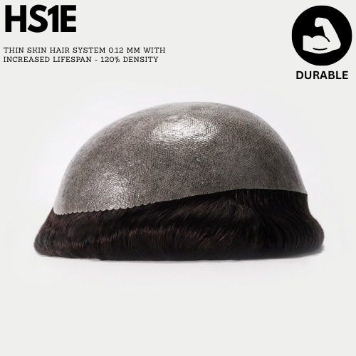 Hair system with thin skin and increased lifespan on a white background  for mens hair systems and mens hairpieces, mens toupee and mens wigs