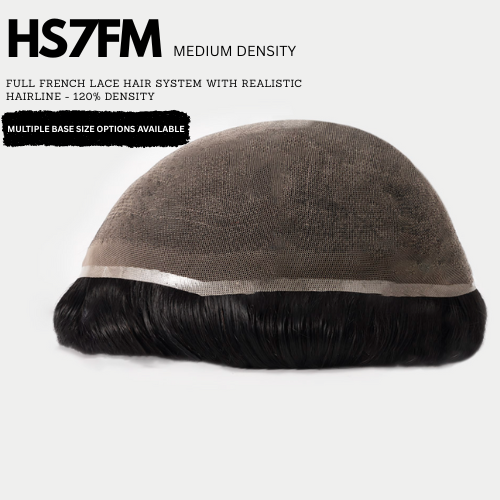 HS7FM: Full French Lace Hair System With Realistic Hairline: 120% Density Available (120% Density)