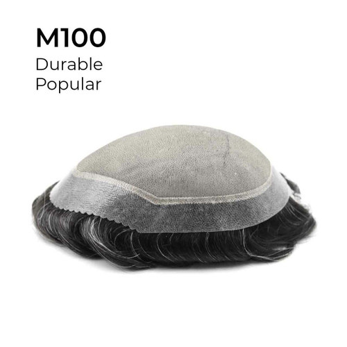 M100 Durable: Mens Toupee 6.5"x 8.5" Mono Top