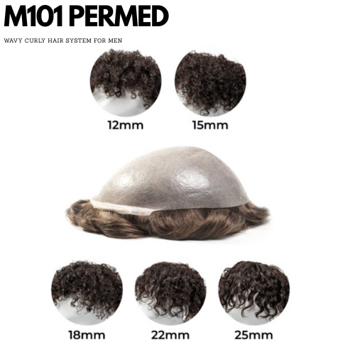M101 Skin:  Permed Wavy Curly Hair System for Men
