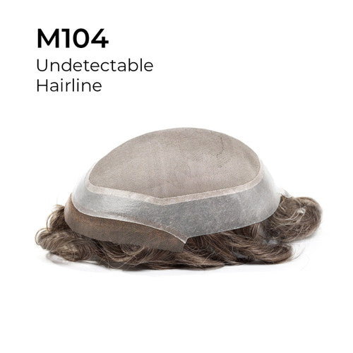 M104 Mono Silk Top Men’s Toupee with Skin Perimeter and French Lace Front - 110-120% Density/ 7x9"