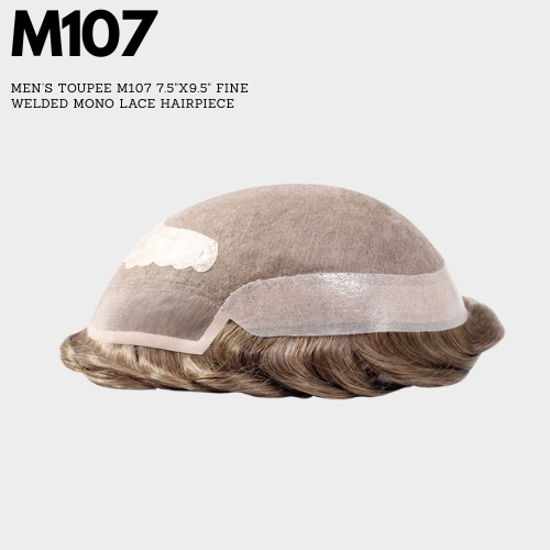 M107: Men’s Toupee 7.5"x9.5" Fine Welded Mono Lace Hairpiece
