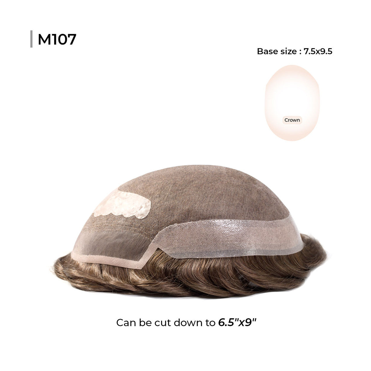 M107: Men’s Toupee 7.5"x9.5" Fine Welded Mono Lace Hairpiece