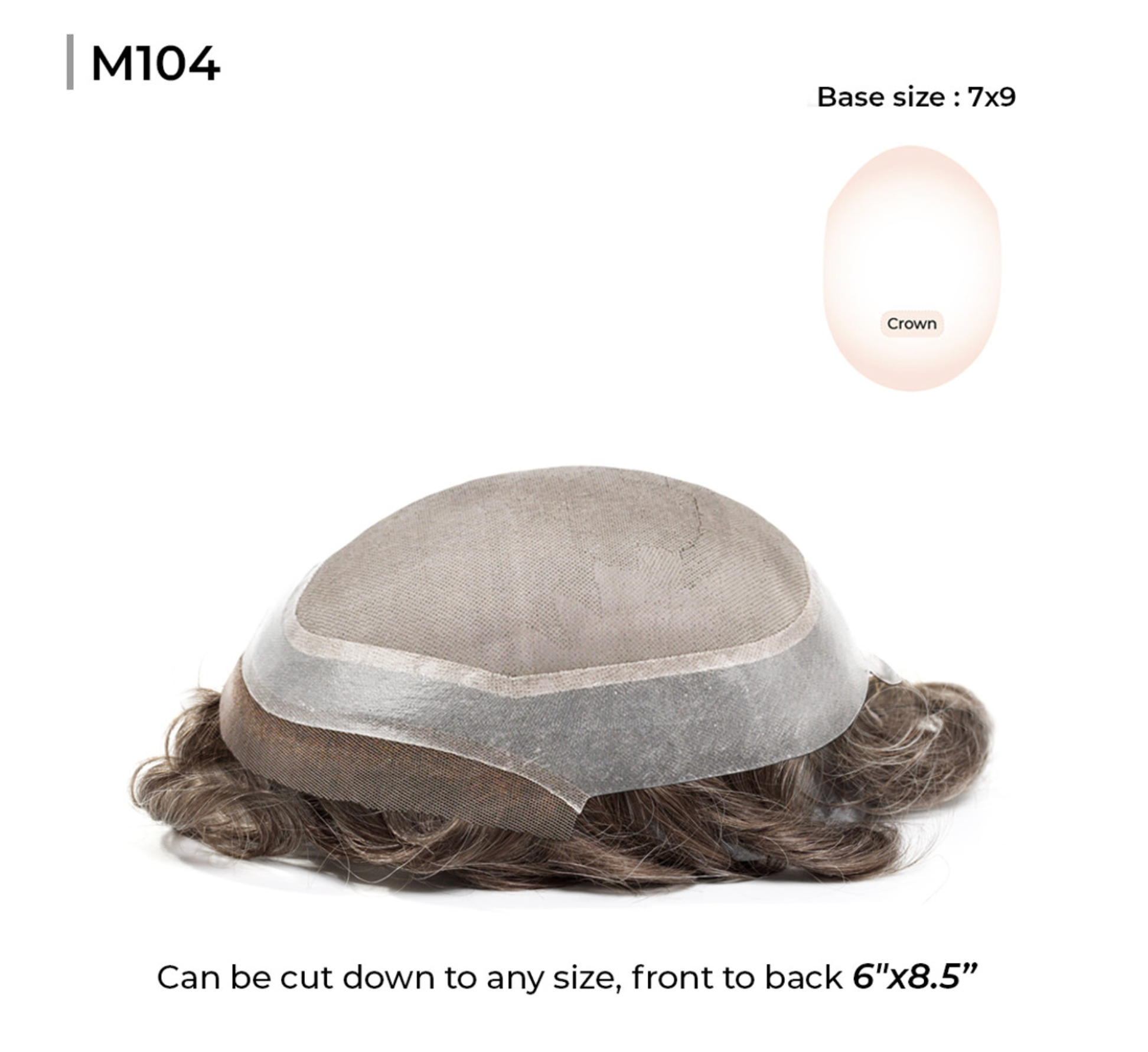 M104 Mono Silk Top Men’s Toupee with Skin Perimeter and French Lace Front - 110-120% Density/ 7x9"