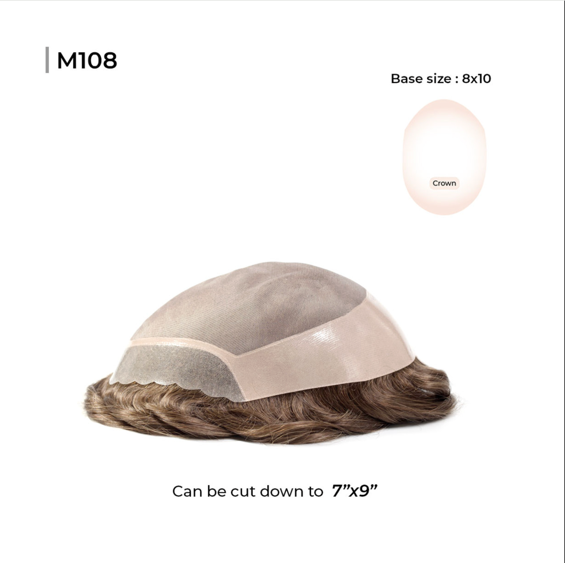 M108:  8"x10" Human Hair Mono Silk Lace Top Hairpiece