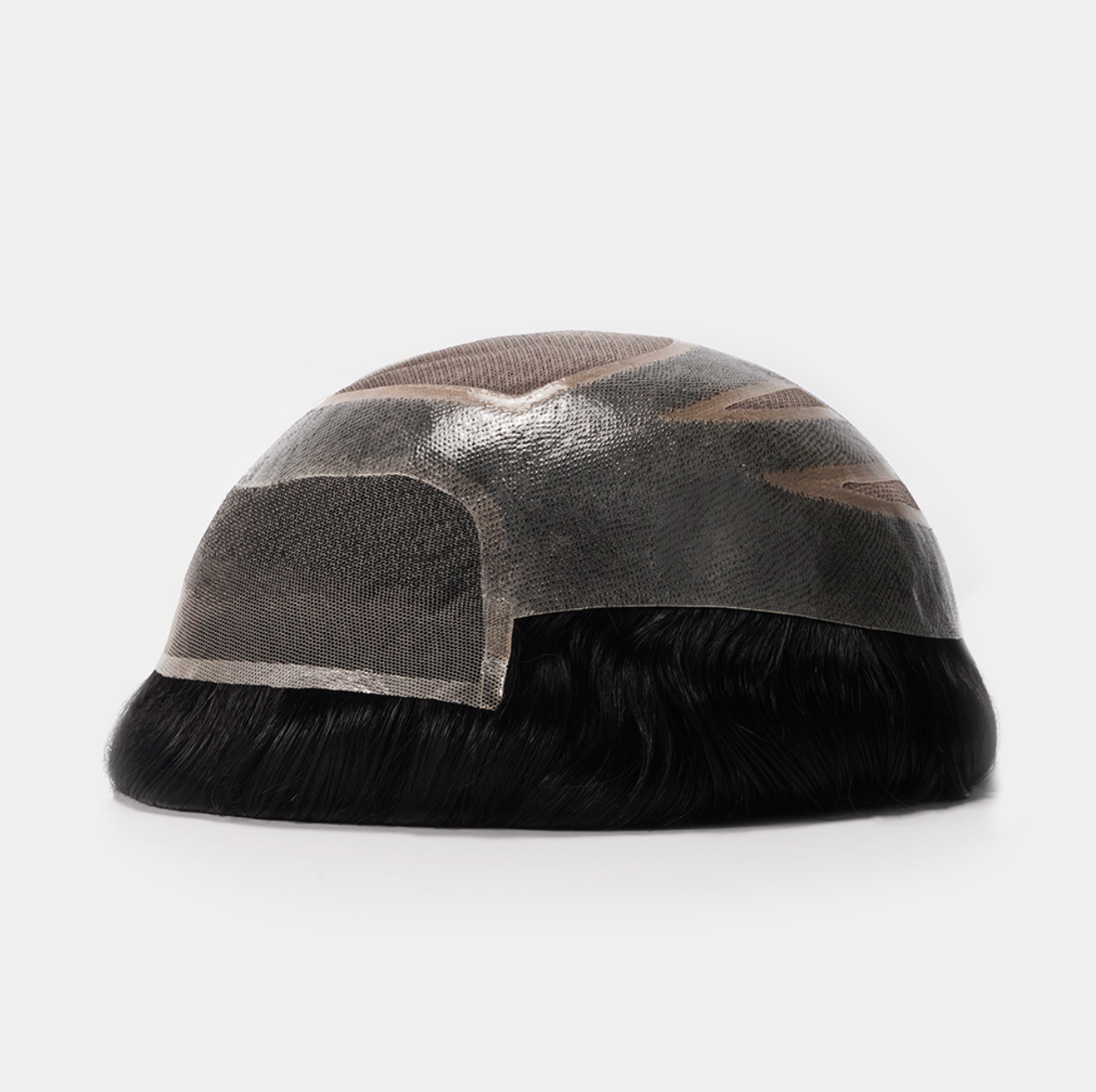 HS27P : Fine Mono Hairpiece With Skin Gauze Perimeter and Lace Front (120% Density)