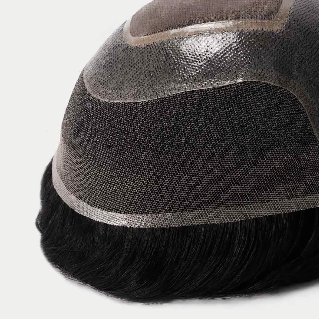 HS27P : Fine Mono Hairpiece With Skin Gauze Perimeter and Lace Front (120% Density)