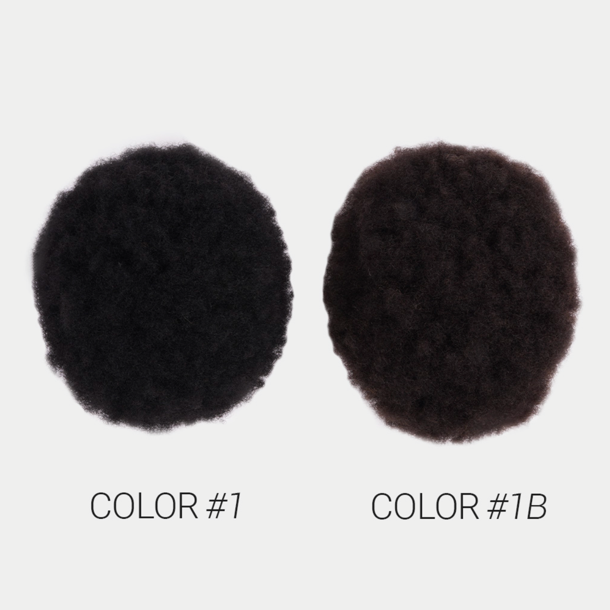 Two black pom-poms labeled 'Color #1' and 'Color #1B' on a light gray background.
