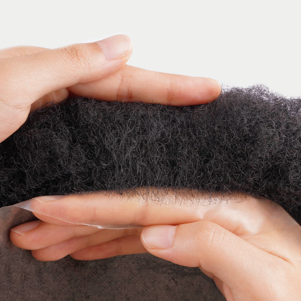 HS1-AFRO Thin Skin : 0.08MM THIN SKIN Men's Hair Unit Afro Toupee WITH 4MM CURL AND 100% DENSITY