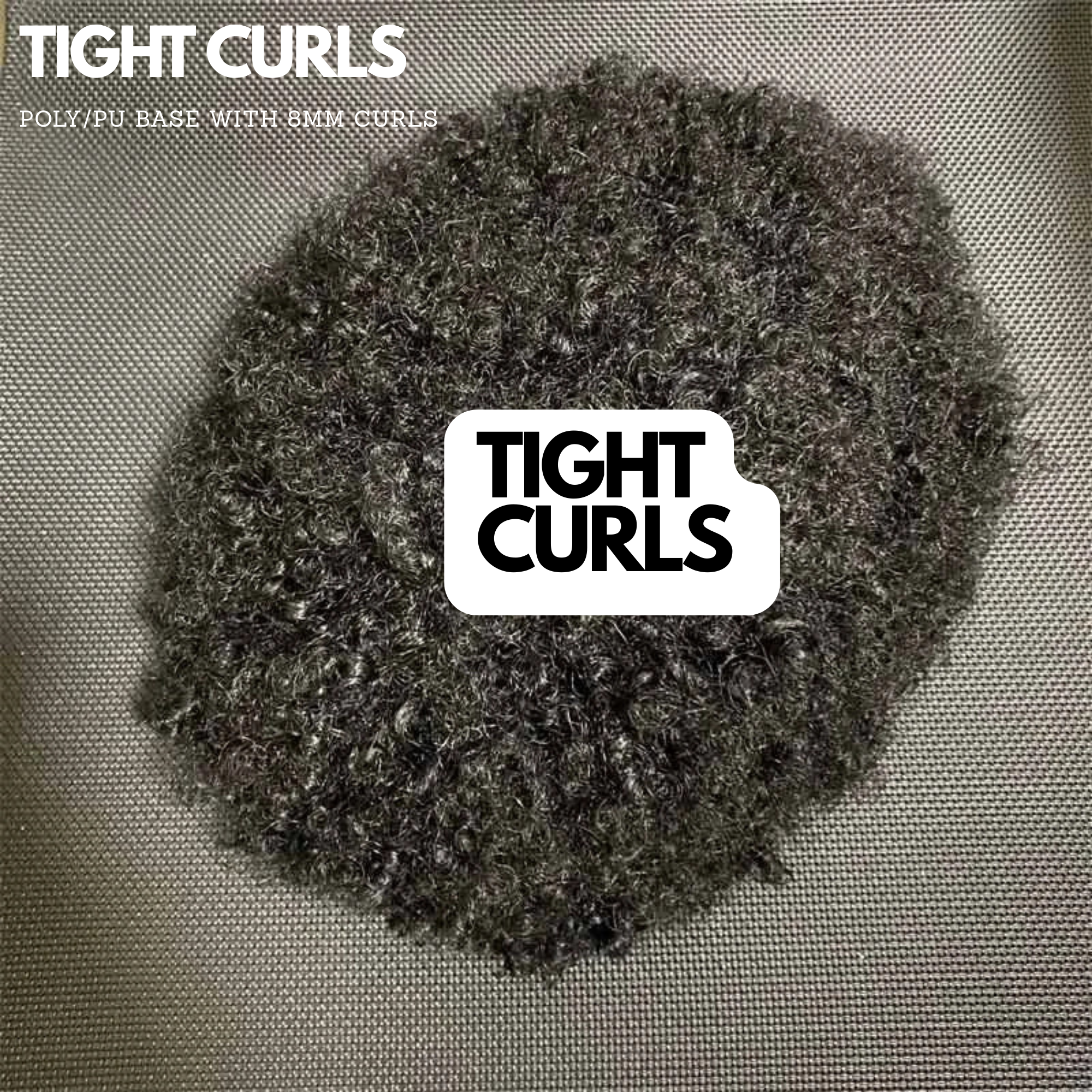 8MM TIGHT CURLS:  THIN SKIN Men's Hair Unit Curly Toupee