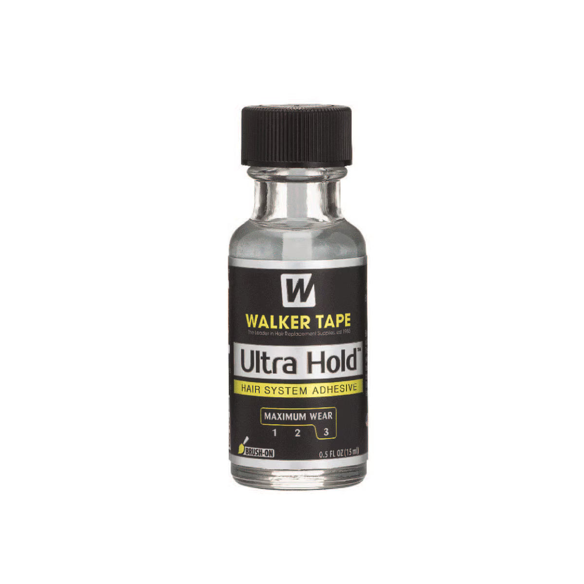 Bottle of Walker Tape Ultra Hold adhesive on a white background