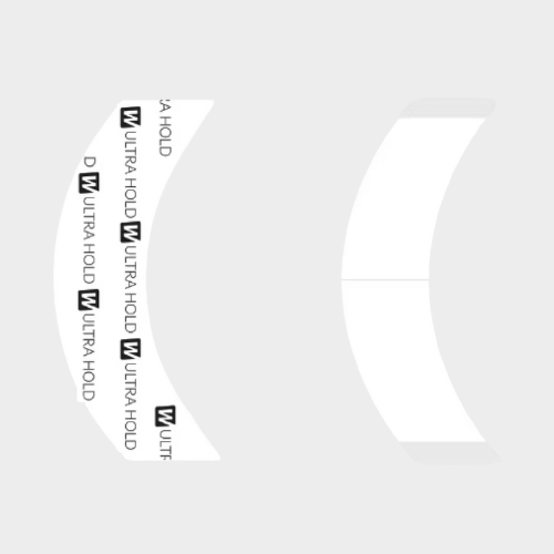 White hair product packaging with 'Ultra Hold' text on a light gray background. mens wig tapes