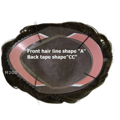 M100 Durable: Mens Toupee 6.5"x 8.5" Mono Top