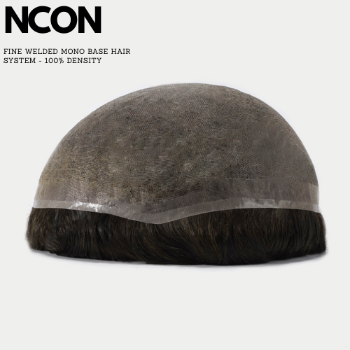 Hair system with 'NCON' branding on a white background  for mens hair systems and mens hairpieces, mens toupee and mens wigs