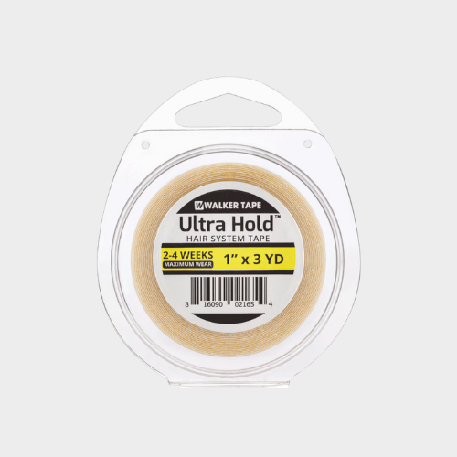 Packaged hair system tape with Walker Tape branding on a white background. mens walker tape roll  for mens hair systems and mens hairpieces, mens toupee and mens wigs