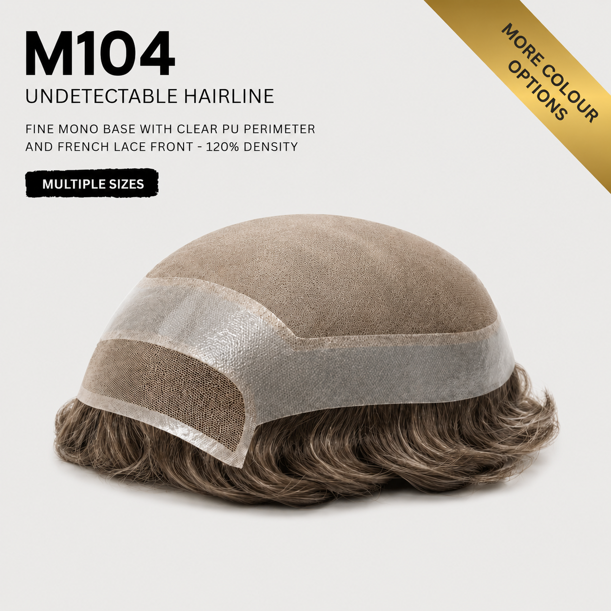 M104 Mono Silk Top Men’s Toupee with Skin Perimeter and French Lace Front - 110-120% Density/ 7x9"