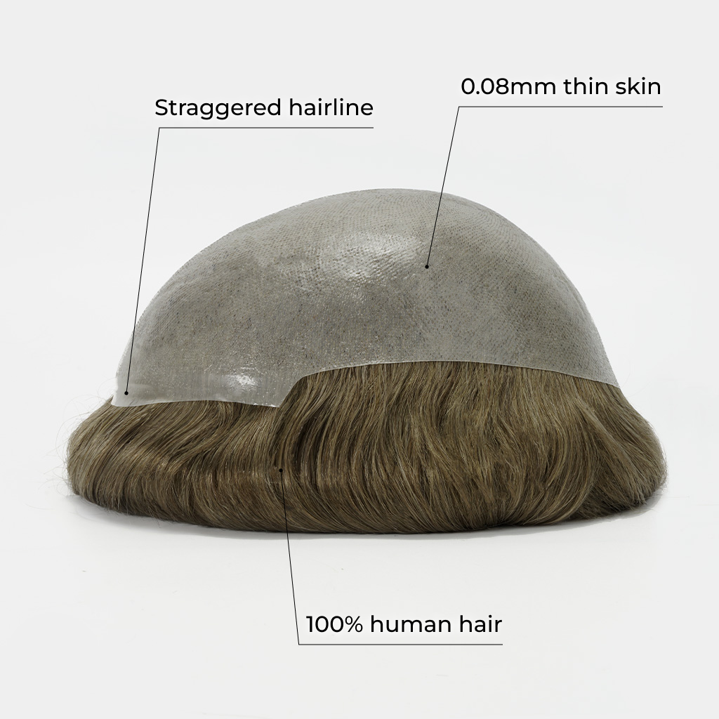 HS1 Thin Skin : Thin Skin Men's Hair Systems 0.08 mm Transparent Poly Skin (100% - 120% Density)
