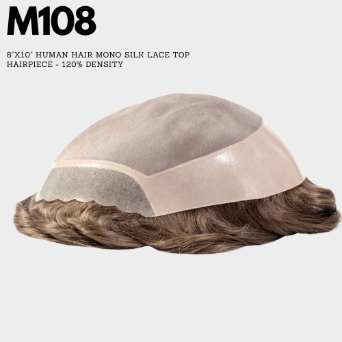 M108:  8"x10" Human Hair Mono Silk Lace Top Hairpiece