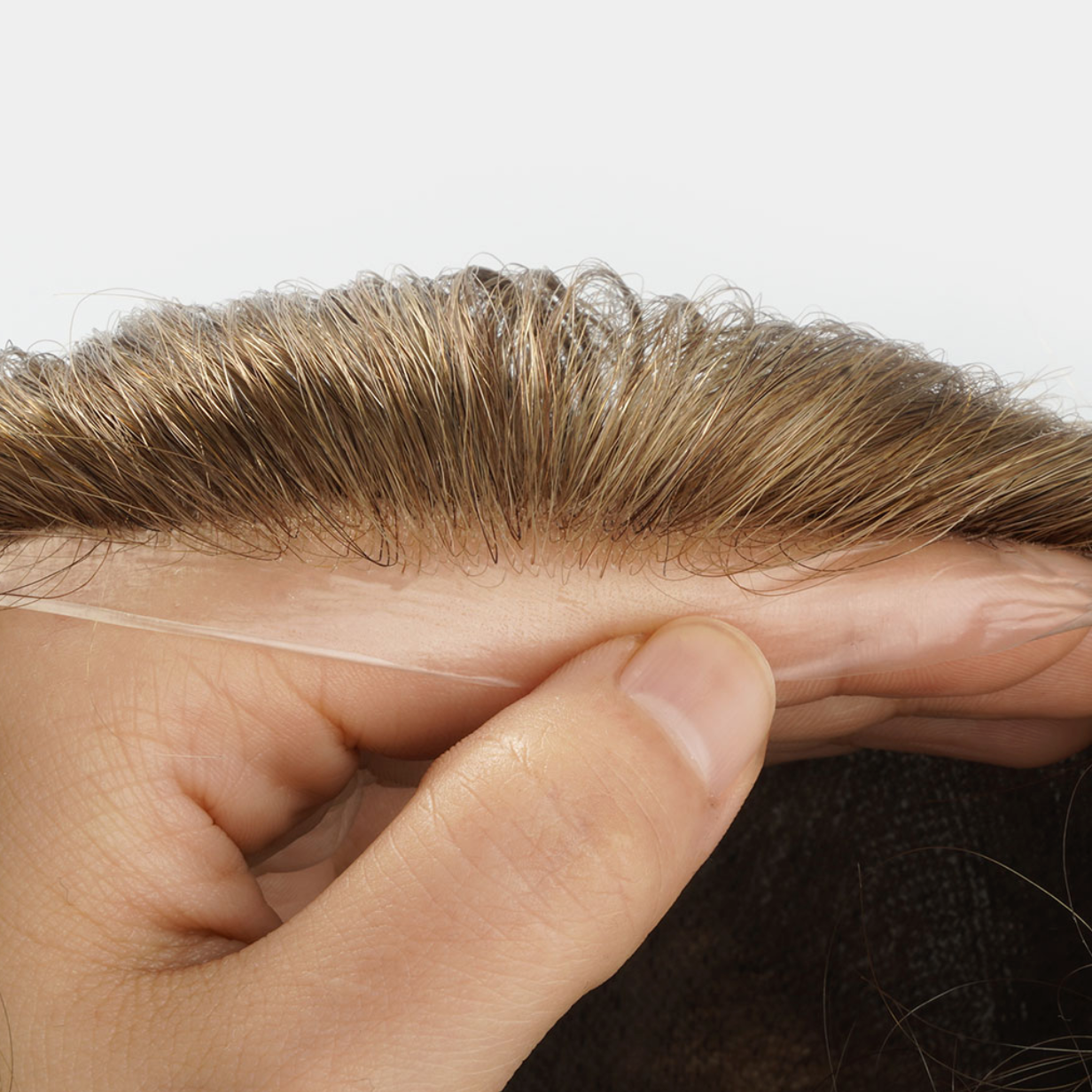HS25V : 0.03mm Ultra Thin Skin Men's Hair Systems With V-looped Human Hair - Disposable System