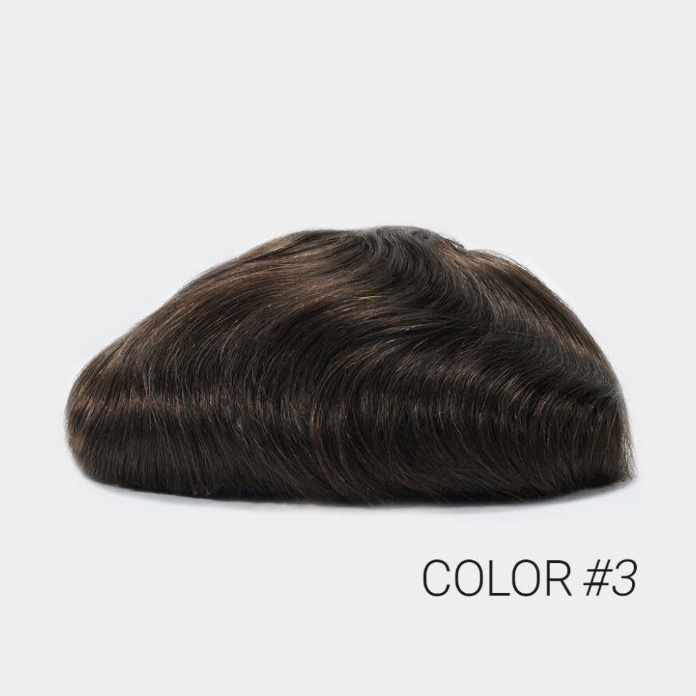 HS1V(M) : V-Loop Men's Hair System 0.06 mm Poly Thin Skin with various density options (100% -130% Density)