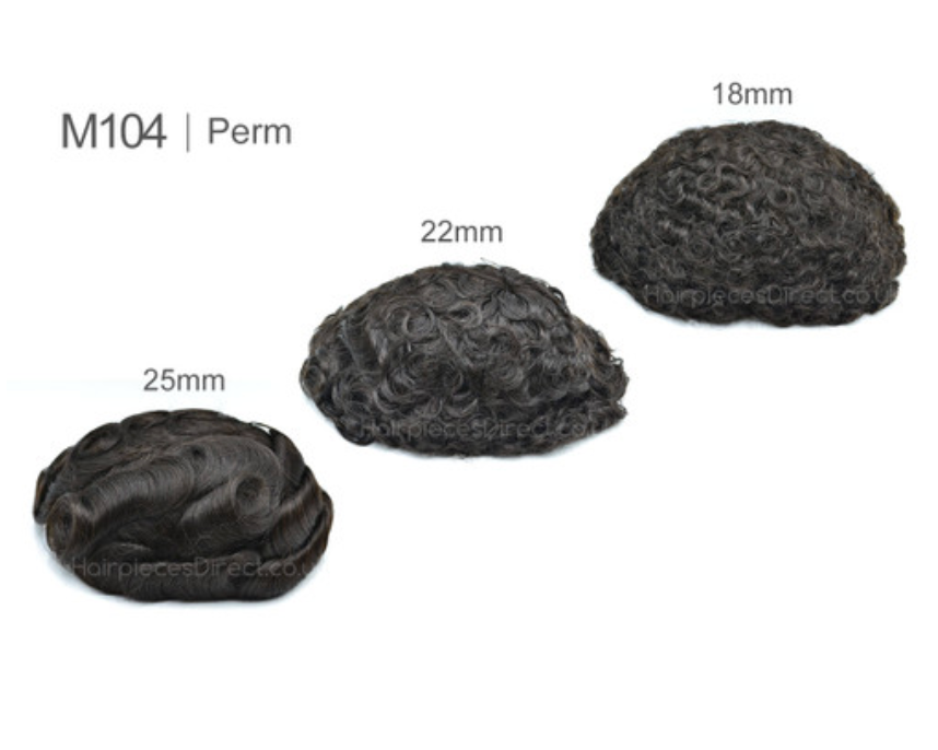 M104 Permed:  Permed Wavy Curly Hair System for Men