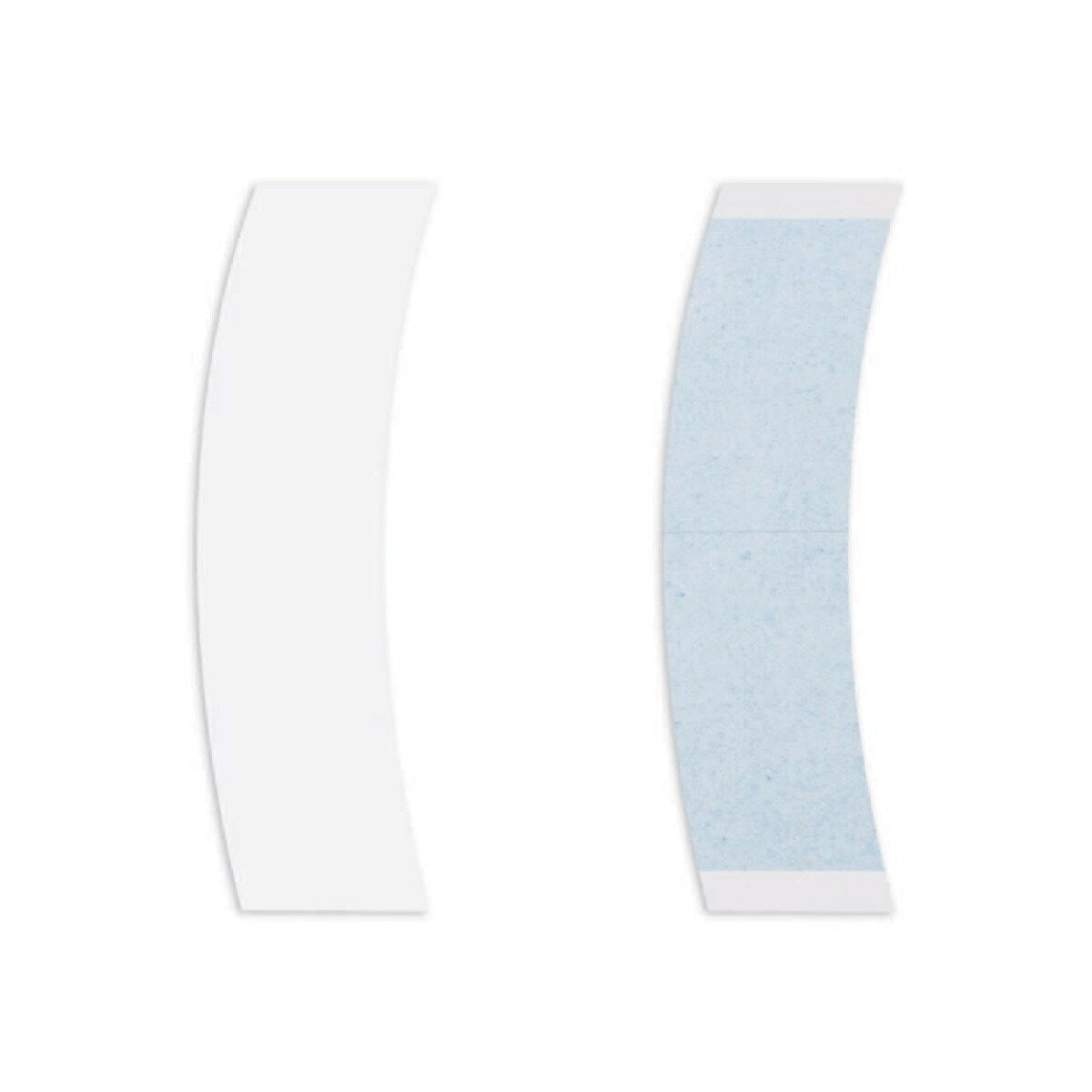 Two baby leggings, one white and one light blue with a pattern, on a white background.