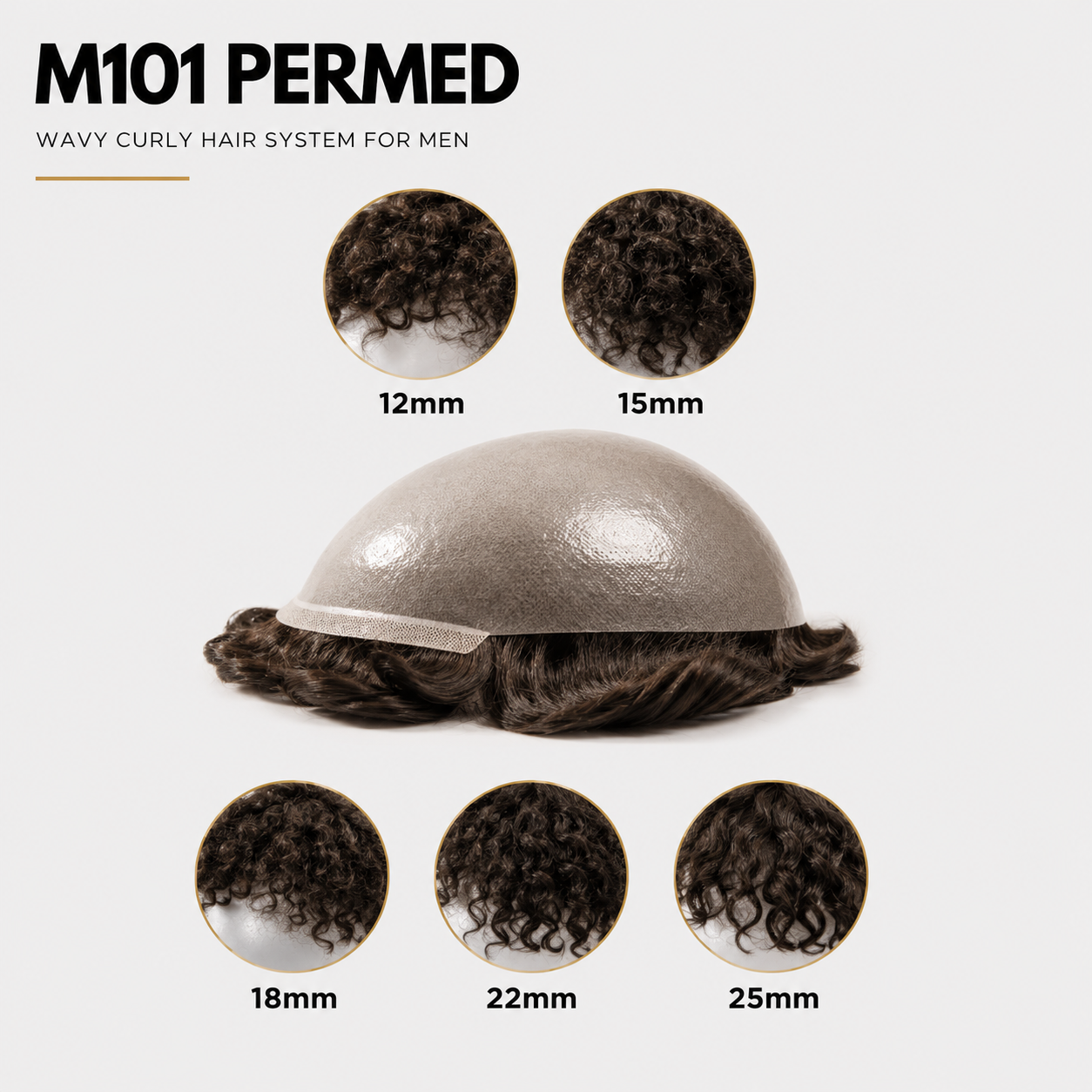 M101 Skin:  Permed Wavy Curly Hair System for Men