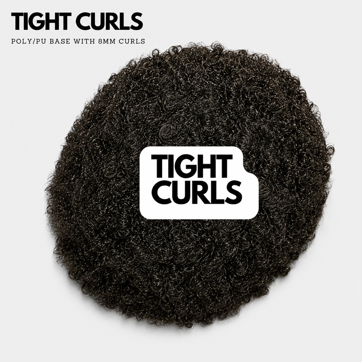 8MM TIGHT CURLS:  THIN SKIN Men's Hair Unit Curly Toupee